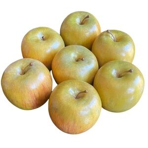Set of 7 Faux Fruit-Apples. Green with Red. Realistic.